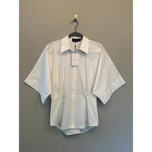 $995 Retail! NWT - Brandon Maxwell White Elsa Cutout Button Up Shirt Size 6